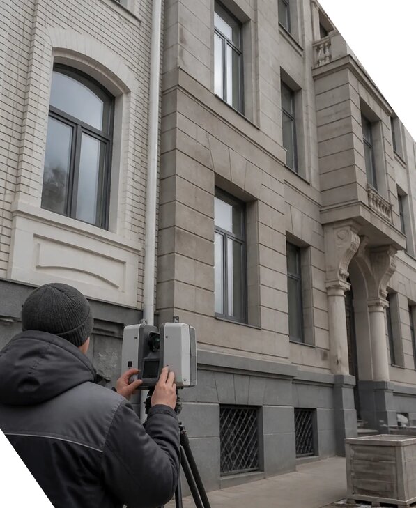 Лазерное сканирование фасадов зданий для обследования в Сибае